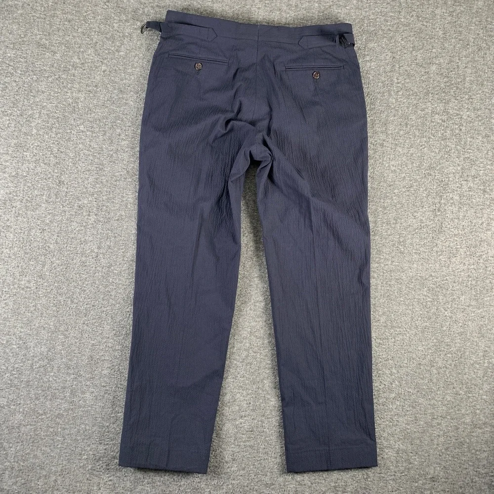 Polo Ralph Lauren Seersucker Pants Men 32x27 Navy Blue Old Money Side Straps